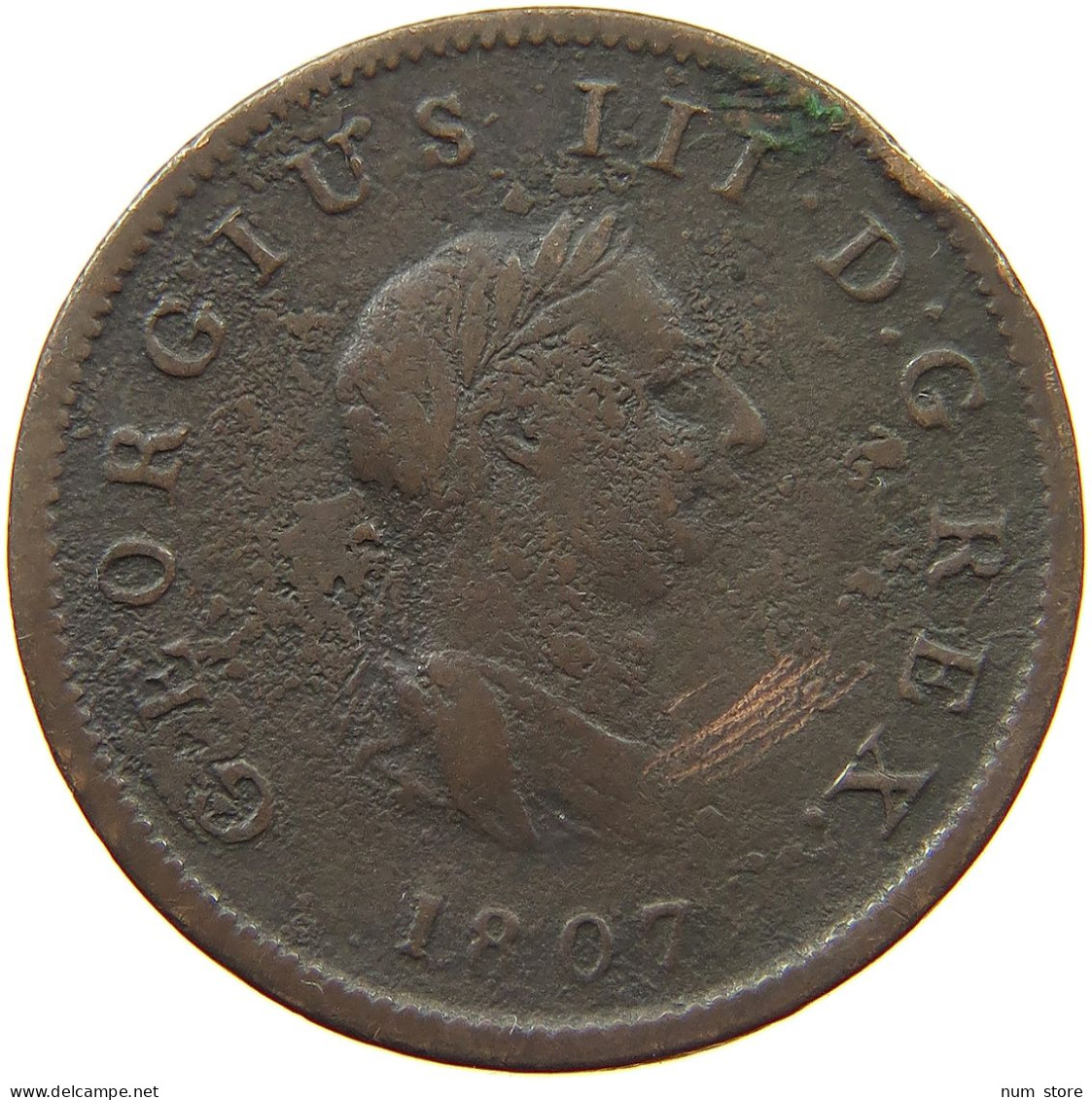 GREAT BRITAIN HALFPENNY 1807 GEORGE III. 1760-1820 #a008 0151 - B. 1/2 Penny