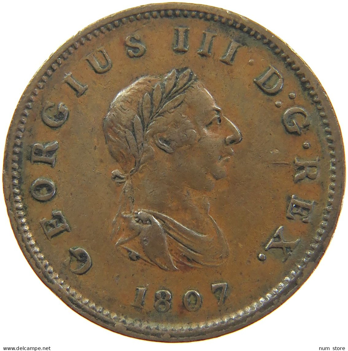 GREAT BRITAIN HALFPENNY 1807 Georg III. 1760-1820 #t020 0307 - B. 1/2 Penny