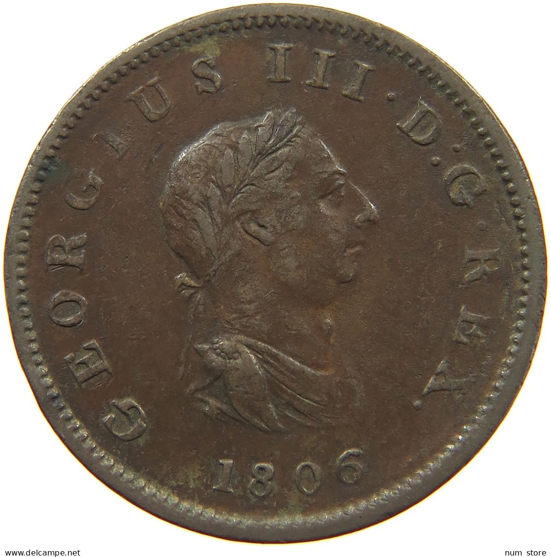 GREAT BRITAIN HALFPENNY 1806 GEORGE III. 1760-1820 #t006 0257 - B. 1/2 Penny