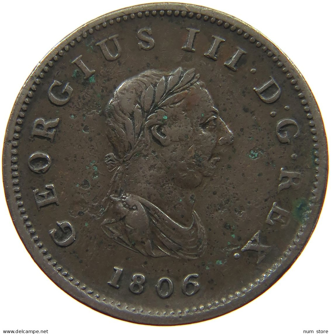 GREAT BRITAIN HALFPENNY 1806 GEORGE III. 1760-1820 #a066 0079 - B. 1/2 Penny