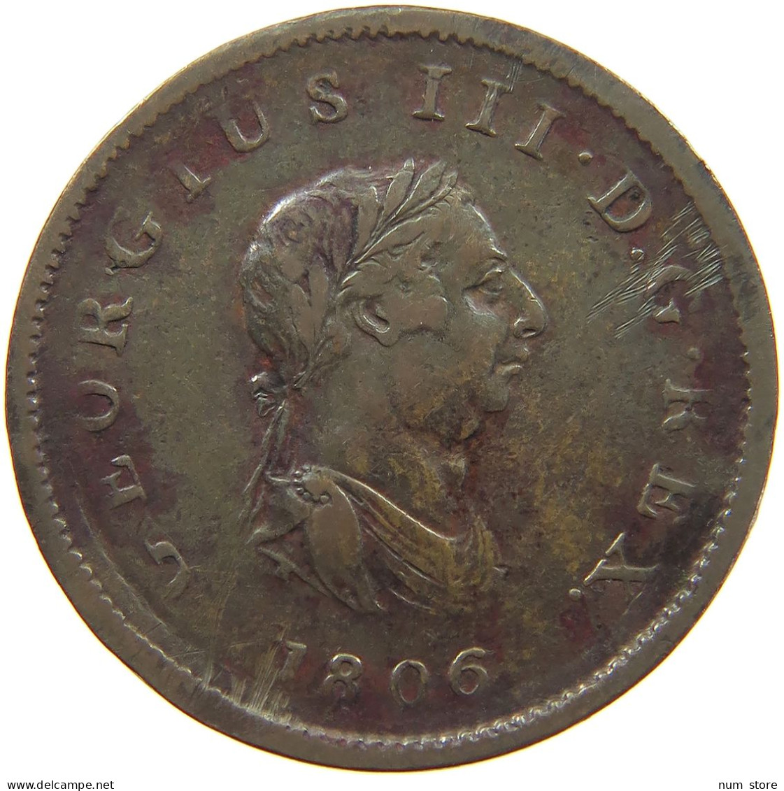 GREAT BRITAIN HALFPENNY 1806 GEORGE III. 1760-1820 #c021 0175 - B. 1/2 Penny