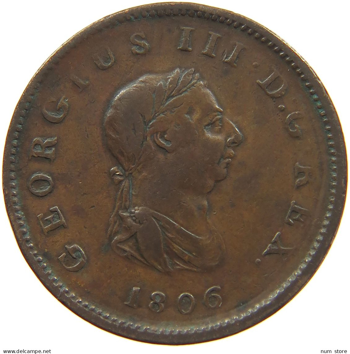 GREAT BRITAIN HALFPENNY 1806 GEORGE III. 1760-1820 #c021 0173 - B. 1/2 Penny