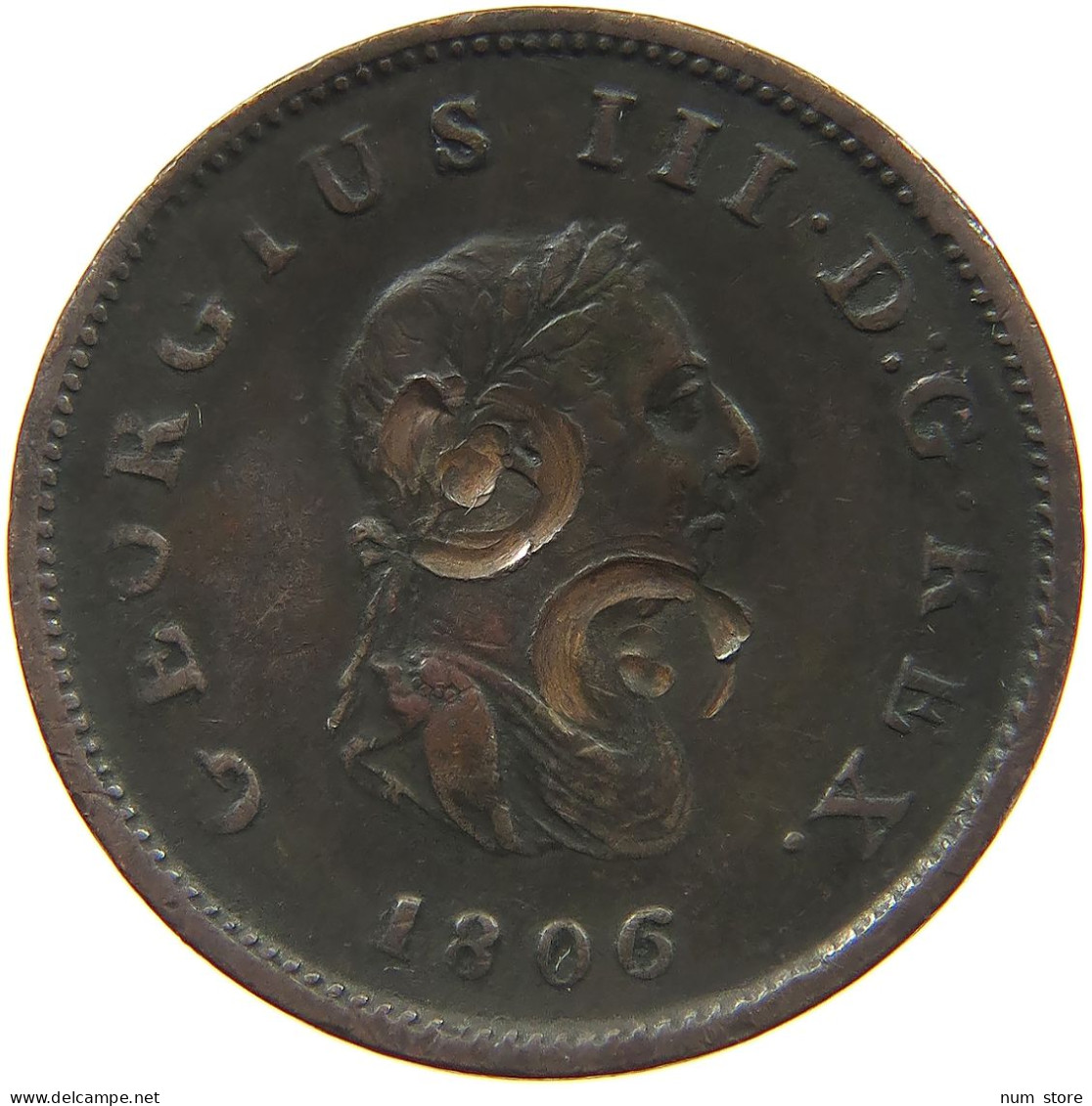 GREAT BRITAIN HALFPENNY 1806 GEORGE III. 1760-1820 #a041 0383 - B. 1/2 Penny