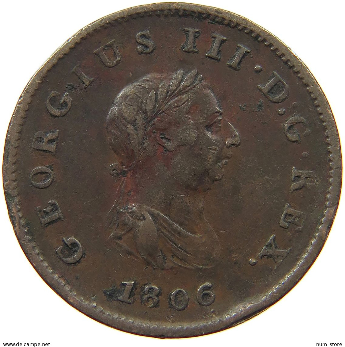 GREAT BRITAIN HALFPENNY 1806 GEORGE III. 1760-1820 #a009 0105 - B. 1/2 Penny