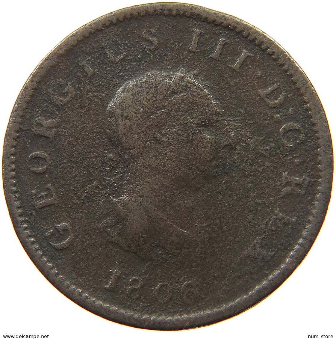 GREAT BRITAIN HALFPENNY 1806 GEORGE III. 1760-1820 #a009 0103 - B. 1/2 Penny