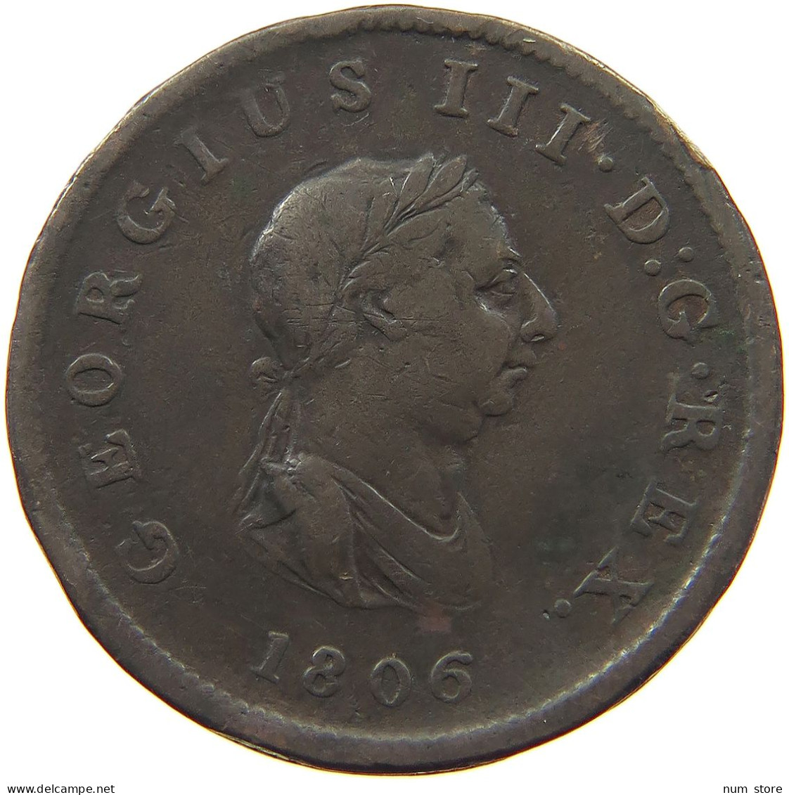 GREAT BRITAIN HALFPENNY 1806 GEORGE III. 1760-1820 #a009 0179 - B. 1/2 Penny