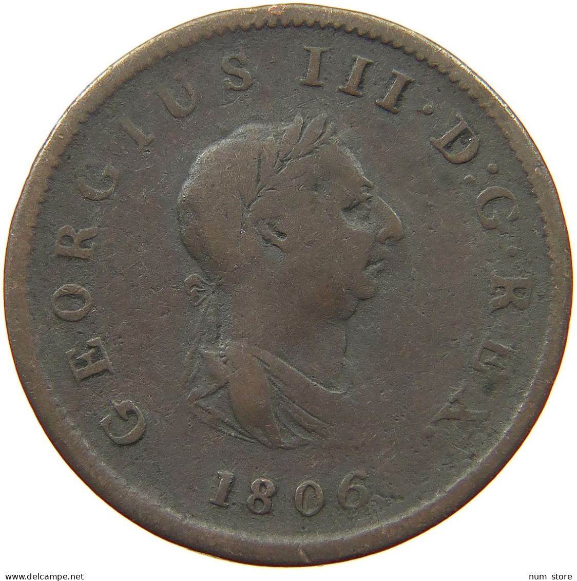 GREAT BRITAIN HALFPENNY 1806 GEORGE III. 1760-1820 #a009 0107 - B. 1/2 Penny