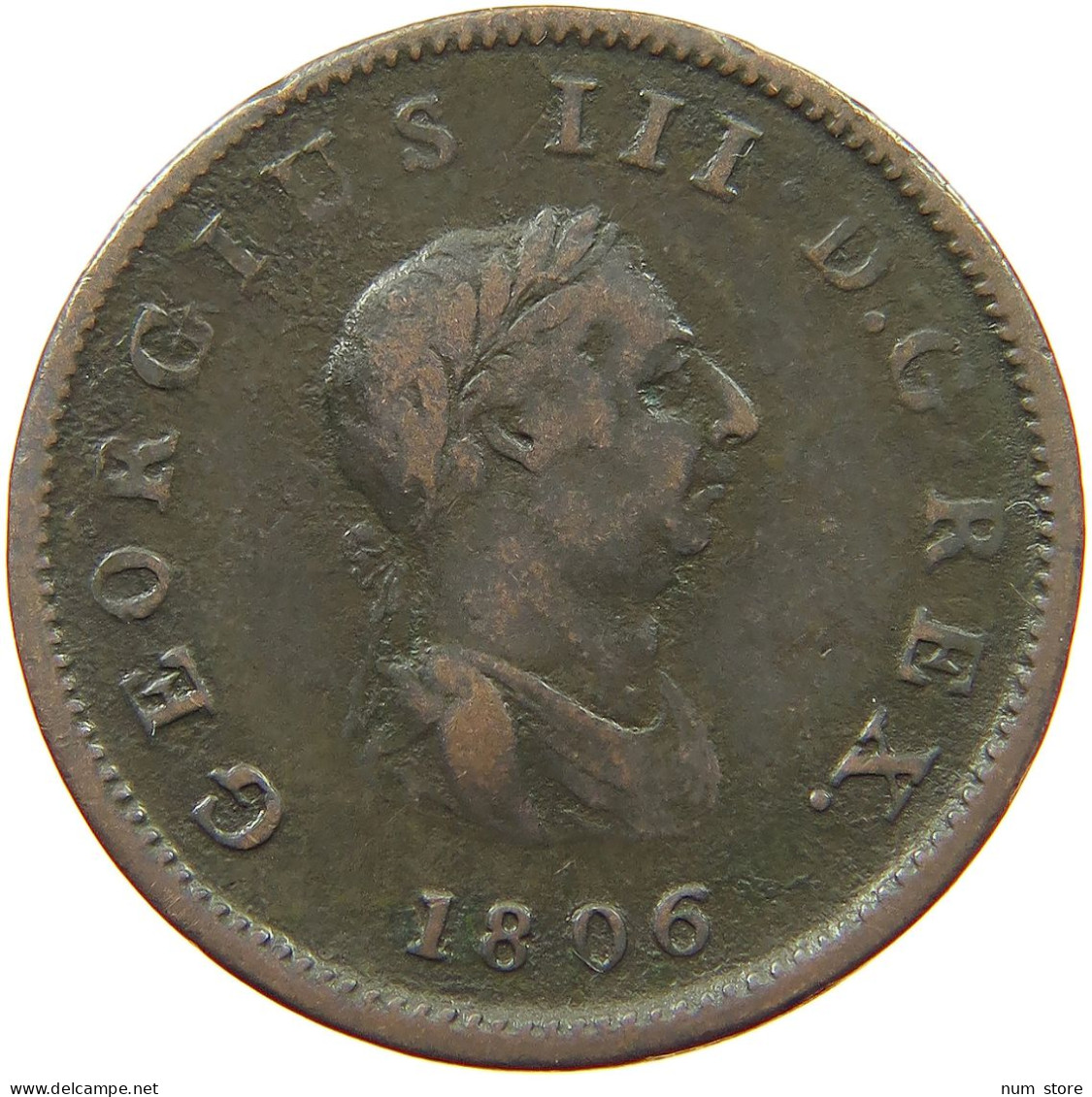 GREAT BRITAIN HALFPENNY 1806 GEORGE III. 1760-1820 #a008 0157 - B. 1/2 Penny