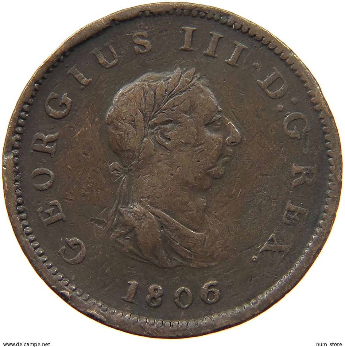 GREAT BRITAIN HALFPENNY 1806 GEORGE III. 1760-1820 #a009 0047 - B. 1/2 Penny