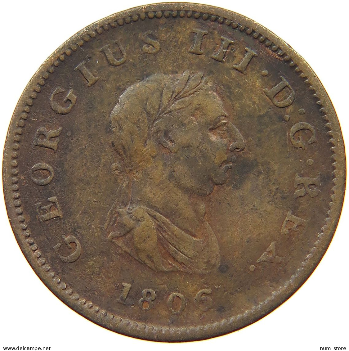 GREAT BRITAIN HALFPENNY 1806 GEORGE III. 1760-1820 #a008 0161 - B. 1/2 Penny