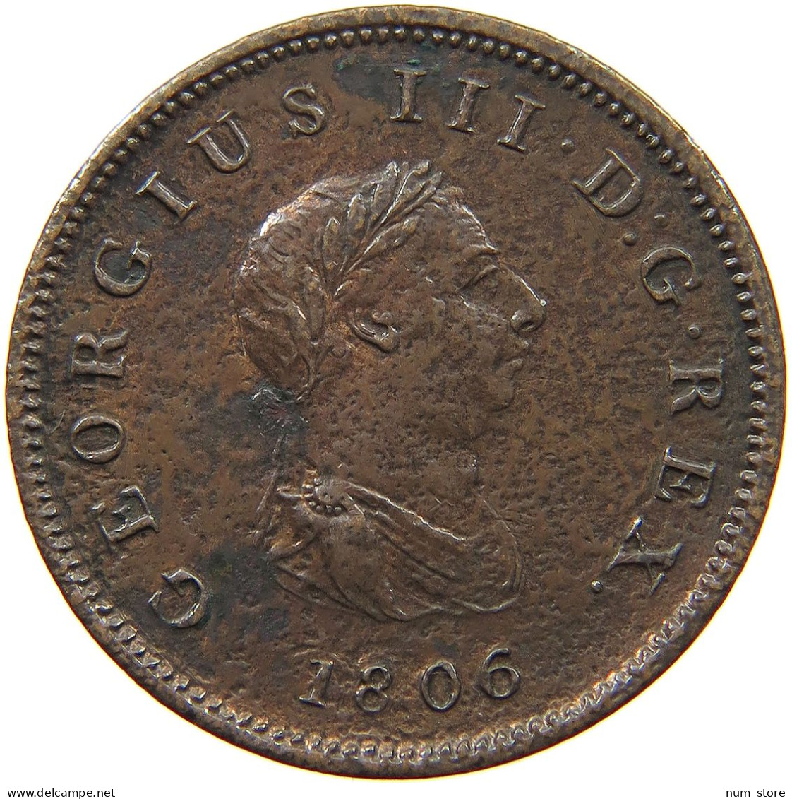 GREAT BRITAIN HALFPENNY 1806 GEORGE III. 1760-1820 #a008 0143 - B. 1/2 Penny