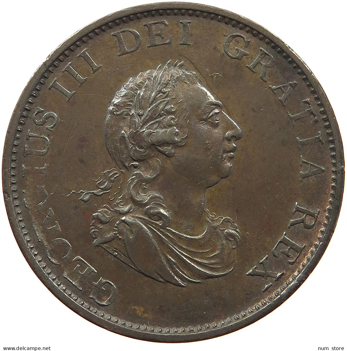 GREAT BRITAIN HALFPENNY 1799 GEORGE III. 1760-1820 #t107 0019 - B. 1/2 Penny