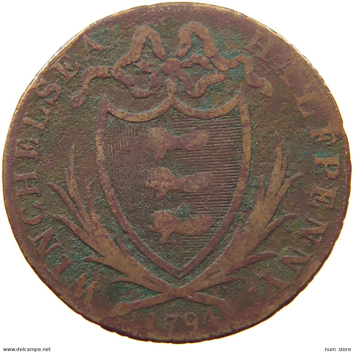 GREAT BRITAIN HALFPENNY 1794 WINCHELSEA #a004 0777 - B. 1/2 Penny