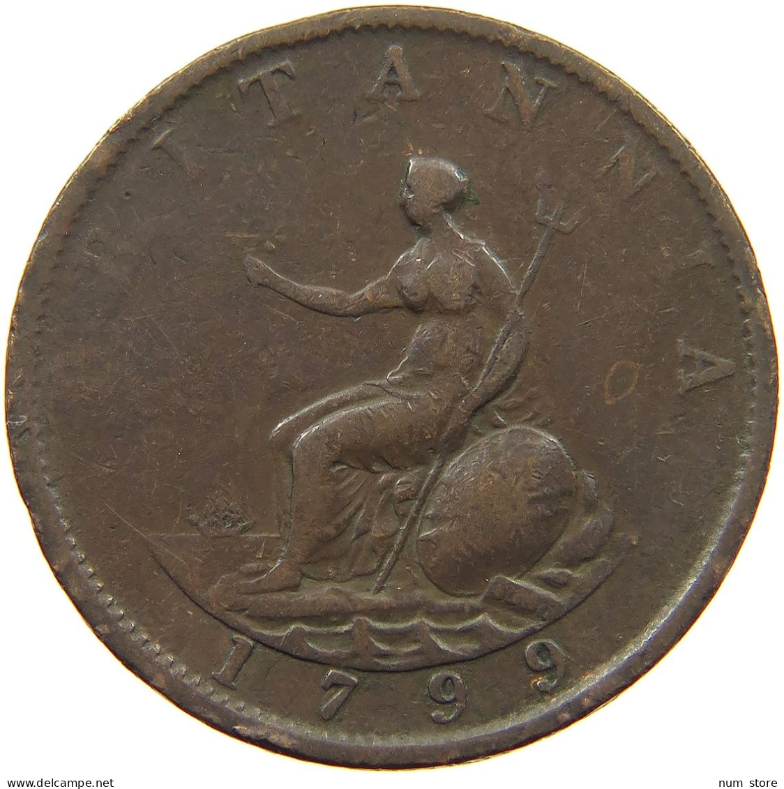 GREAT BRITAIN HALFPENNY 1799 GEORGE III. 1760-1820 #a008 0333 - B. 1/2 Penny