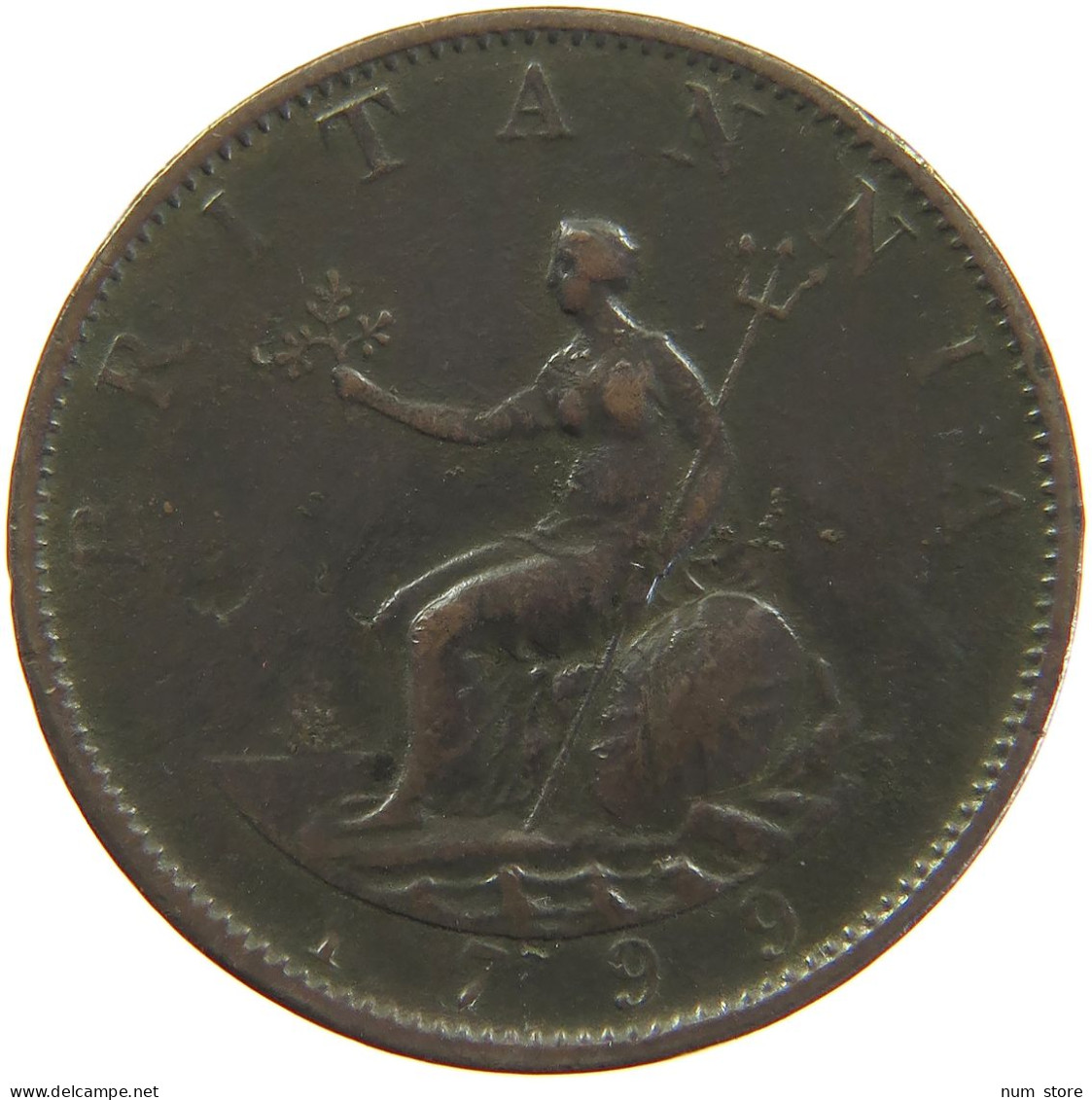 GREAT BRITAIN HALFPENNY 1799 Georg III. 1760-1820 #t020 0311 - B. 1/2 Penny