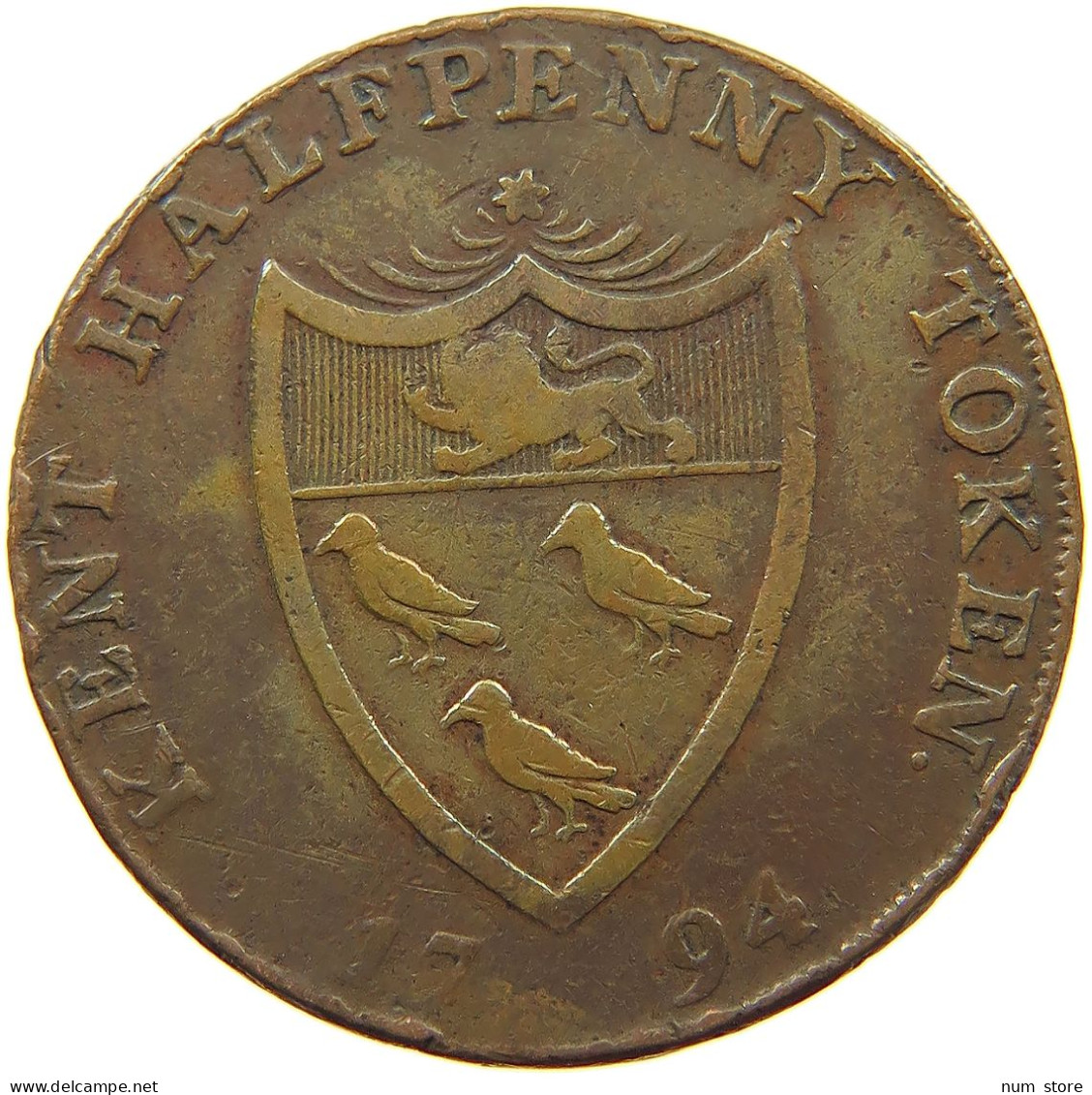 GREAT BRITAIN HALFPENNY 1794 GEORGE III. 1760-1820 KENT #s075 0697 - B. 1/2 Penny