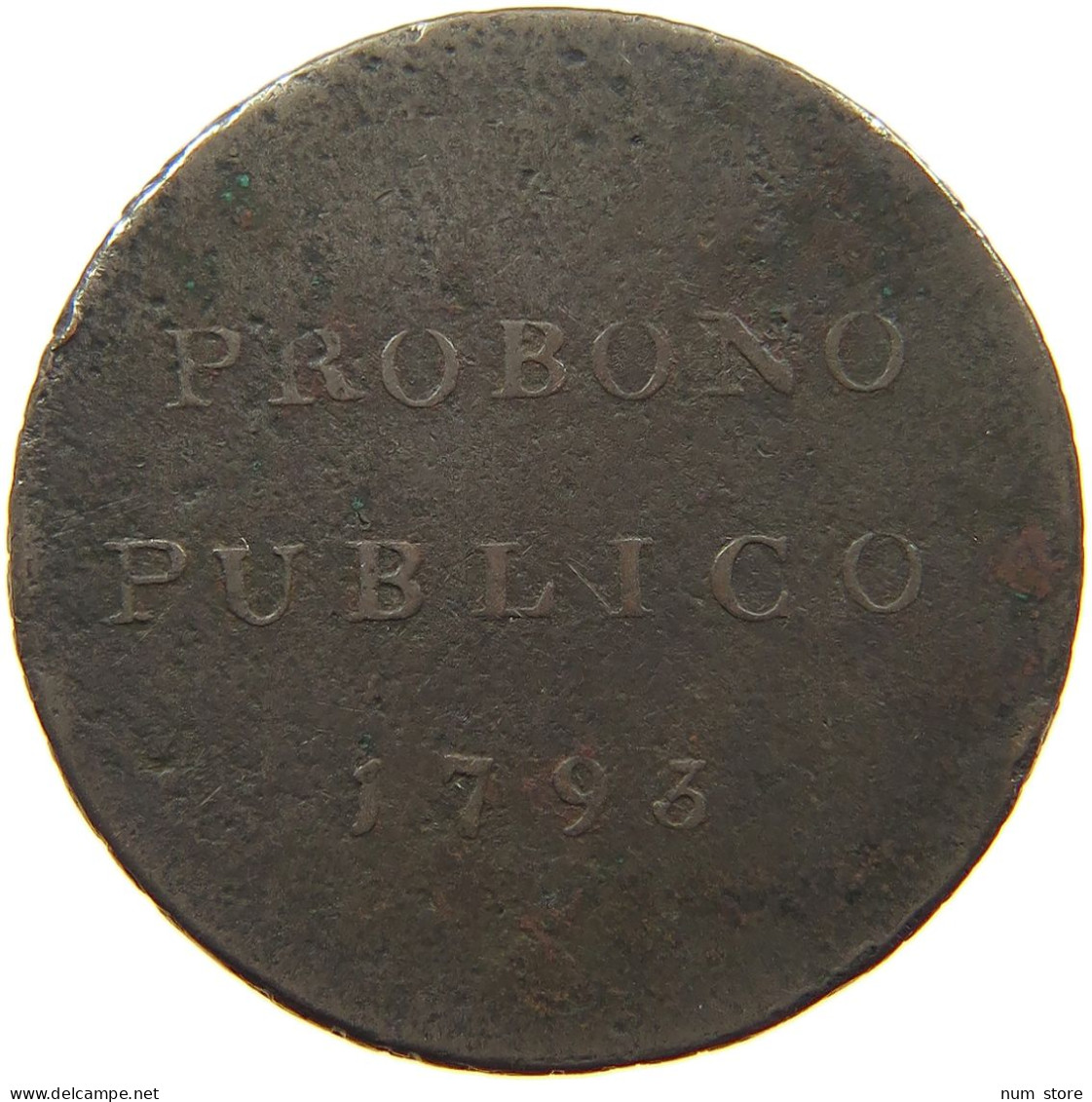 GREAT BRITAIN HALFPENNY 1793 GEORGE III. 1760-1820 PRO BONO PUBLICO #t161 0231 - B. 1/2 Penny