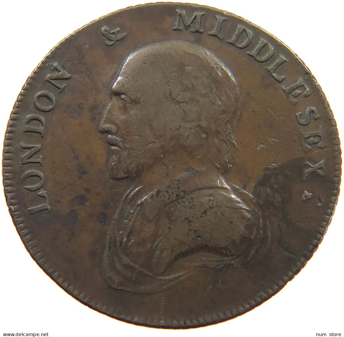 GREAT BRITAIN HALFPENNY 1792 GEORGE III. 1760-1820 MIDDLESEX #t001 0303 - B. 1/2 Penny