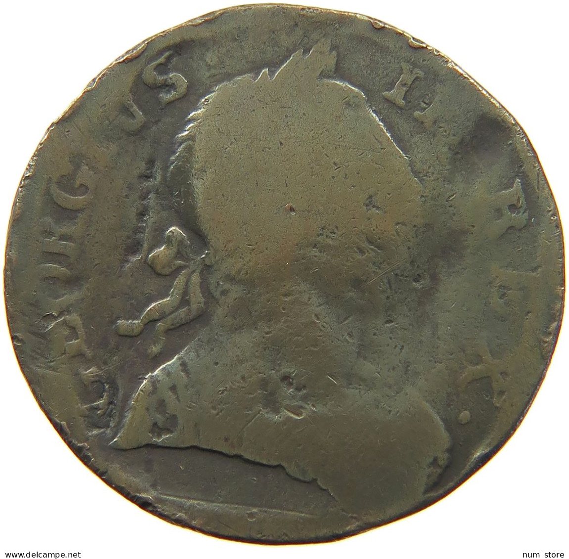 GREAT BRITAIN HALFPENNY 1772 GEORGE III. 1760-1820 EVASION #a031 0325 - B. 1/2 Penny
