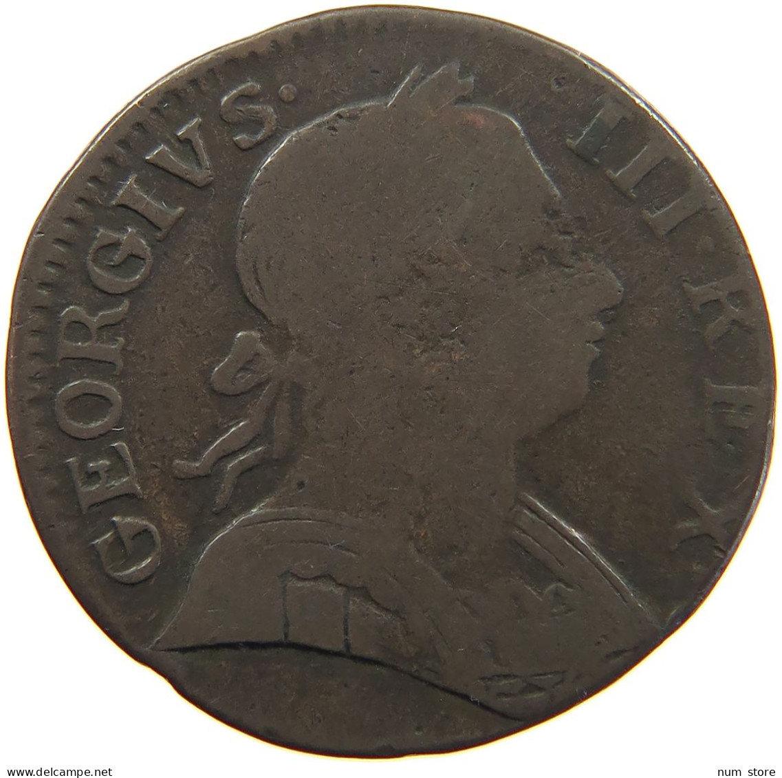 GREAT BRITAIN HALFPENNY 1775 GEORGE III. 1760-1820 #t001 0391 - B. 1/2 Penny