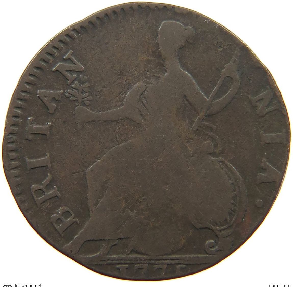 GREAT BRITAIN HALFPENNY 1775 GEORGE III. 1760-1820 #t001 0391 - B. 1/2 Penny