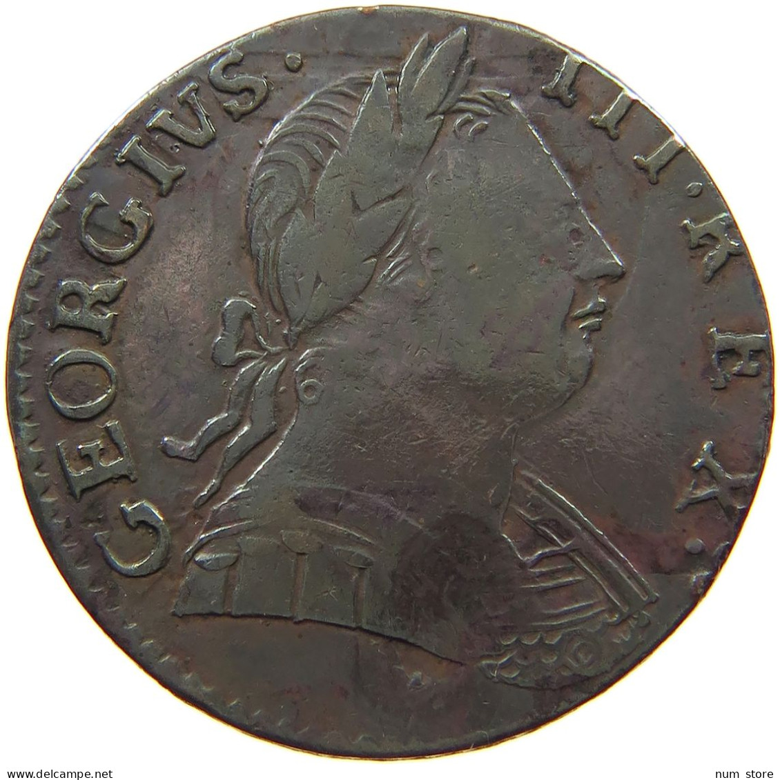 GREAT BRITAIN HALFPENNY 1776 GEORGE III. 1760-1820 EVASION #t149 0127 - B. 1/2 Penny