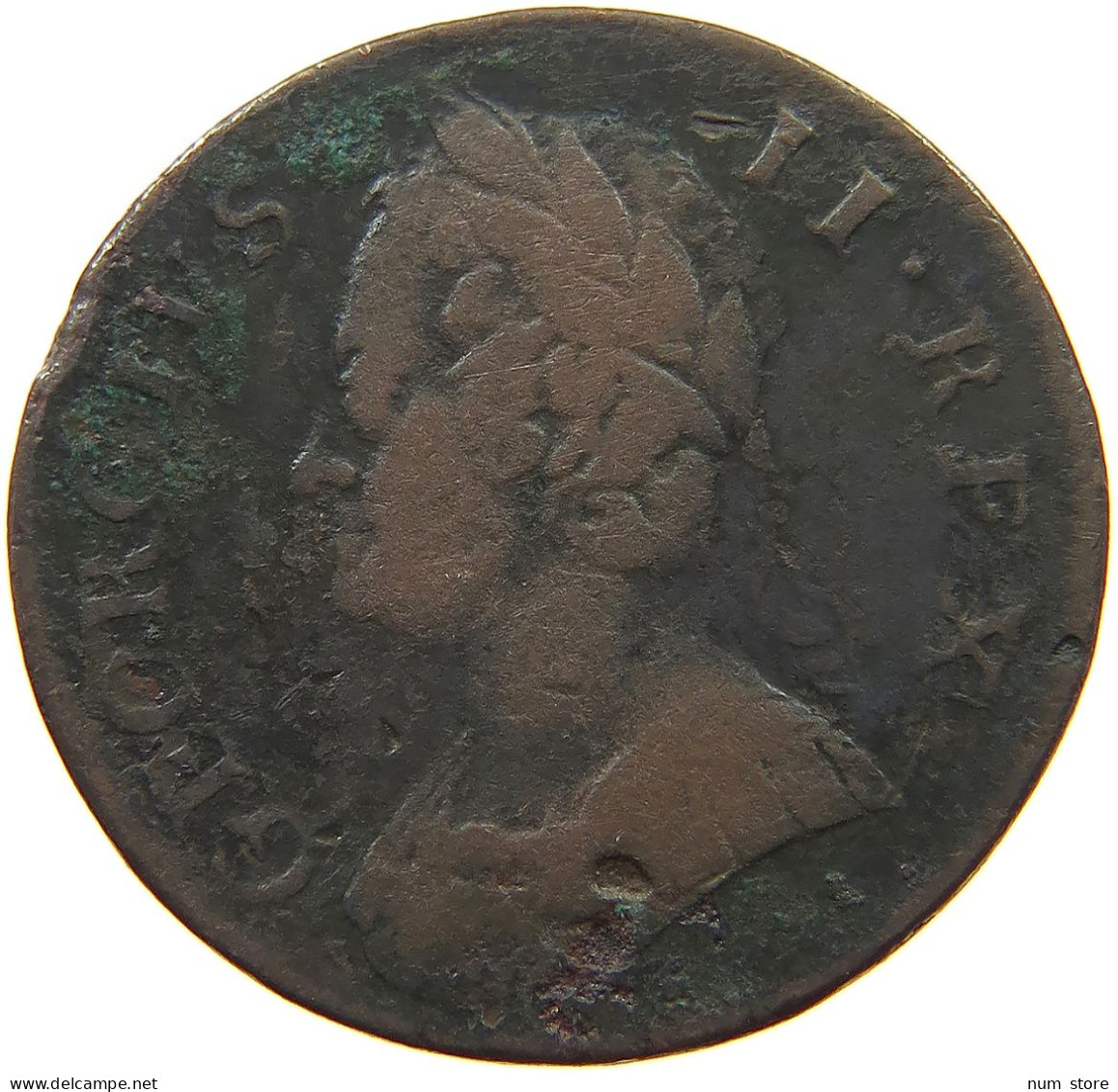 GREAT BRITAIN HALFPENNY 1752 George II. 1727-1760. #s075 0721 - B. 1/2 Penny