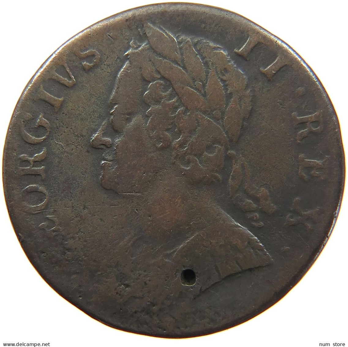 GREAT BRITAIN HALFPENNY 1750 George II. 1727-1760. #s020 0167 - B. 1/2 Penny