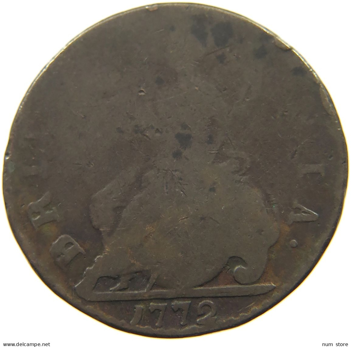 GREAT BRITAIN HALFPENNY 1772 GEORGE III. 1760-1820 #c079 0589 - B. 1/2 Penny