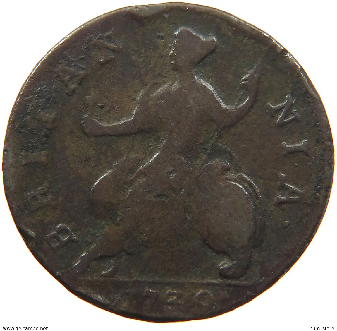 GREAT BRITAIN HALFPENNY 1739 George II. 1727-1760. #t021 0253 - B. 1/2 Penny