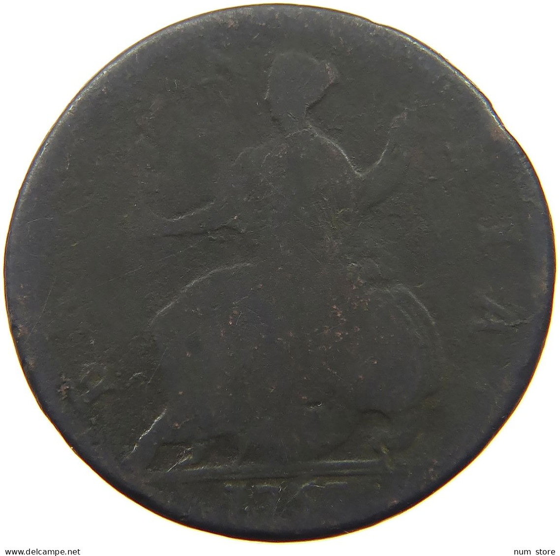 GREAT BRITAIN HALFPENNY 1743 George II. 1727-1760. #a009 0253 - B. 1/2 Penny