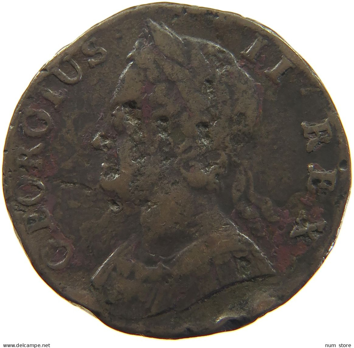 GREAT BRITAIN HALFPENNY 1740 George II. 1727-1760. #t155 0193 - B. 1/2 Penny