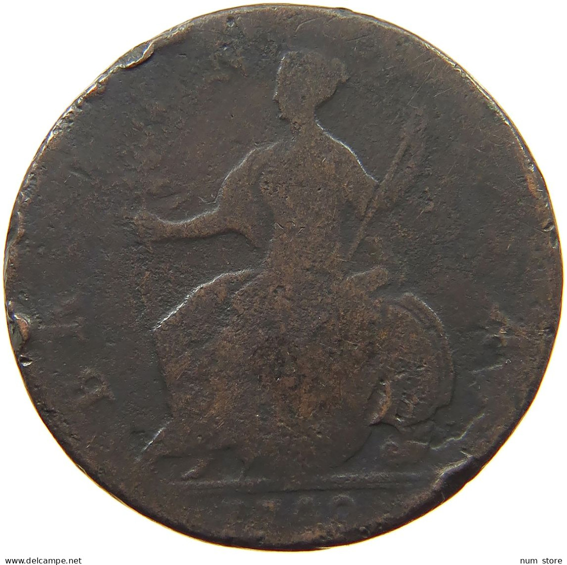 GREAT BRITAIN HALFPENNY 1740 George II. 1727-1760. #s075 0719 - B. 1/2 Penny