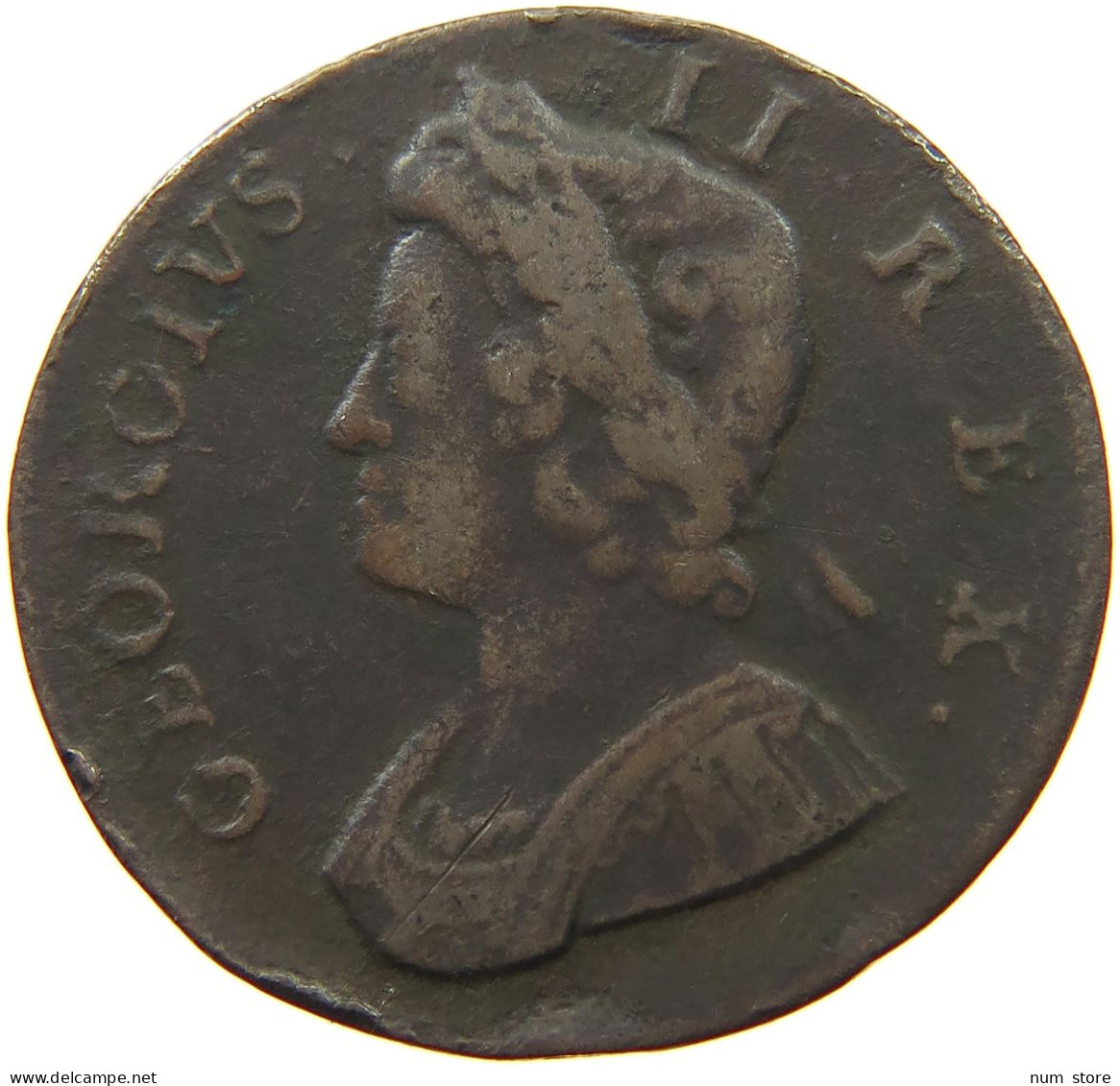 GREAT BRITAIN HALFPENNY 1734 George II. 1727-1760. #t149 0079 - B. 1/2 Penny