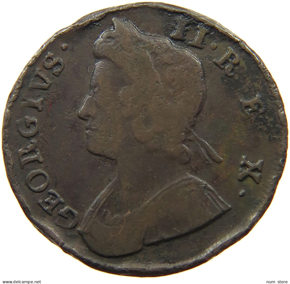 GREAT BRITAIN HALFPENNY 1737 George II. 1727-1760. #t149 0091 - B. 1/2 Penny