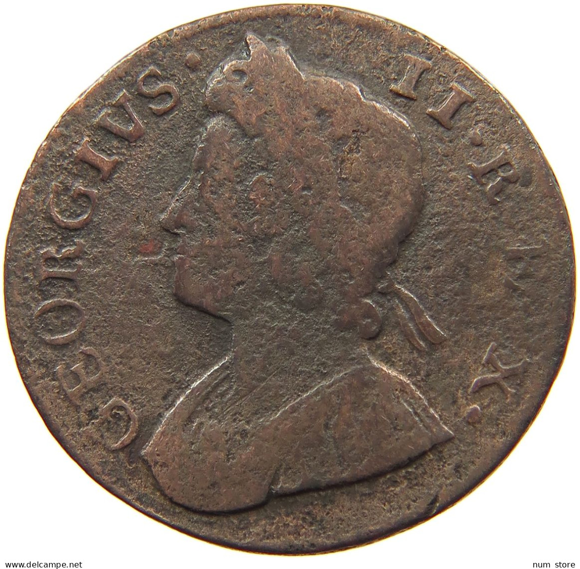 GREAT BRITAIN HALFPENNY 1736 George II. 1727-1760. #t149 0089 - B. 1/2 Penny