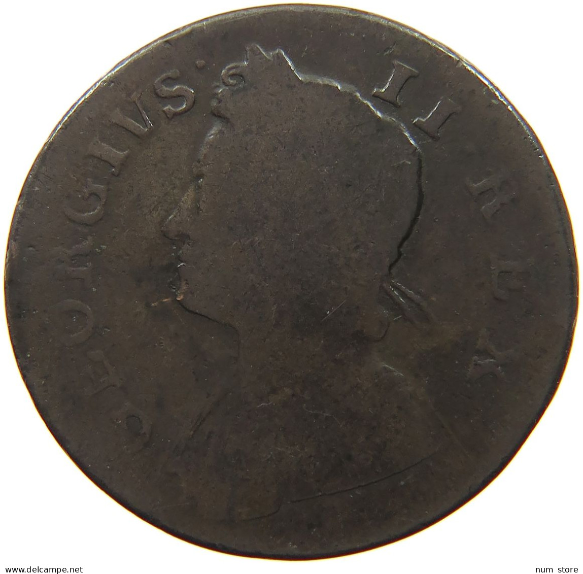GREAT BRITAIN HALFPENNY 1730 George II. 1727-1760. EVASION #t149 0125 - B. 1/2 Penny