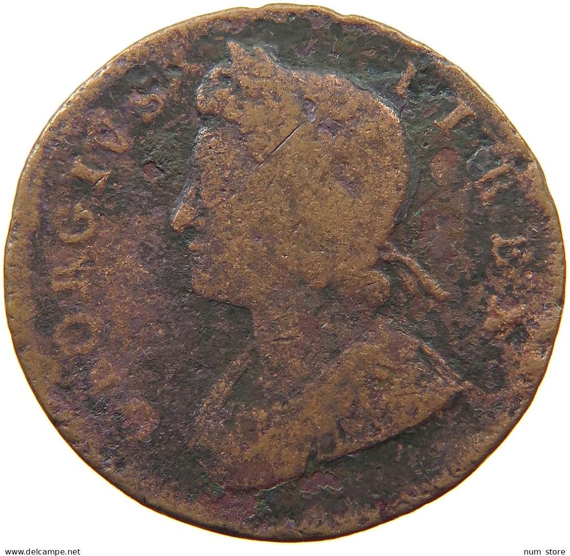 GREAT BRITAIN HALFPENNY 1730 George II. 1727-1760. #a009 0035 - B. 1/2 Penny