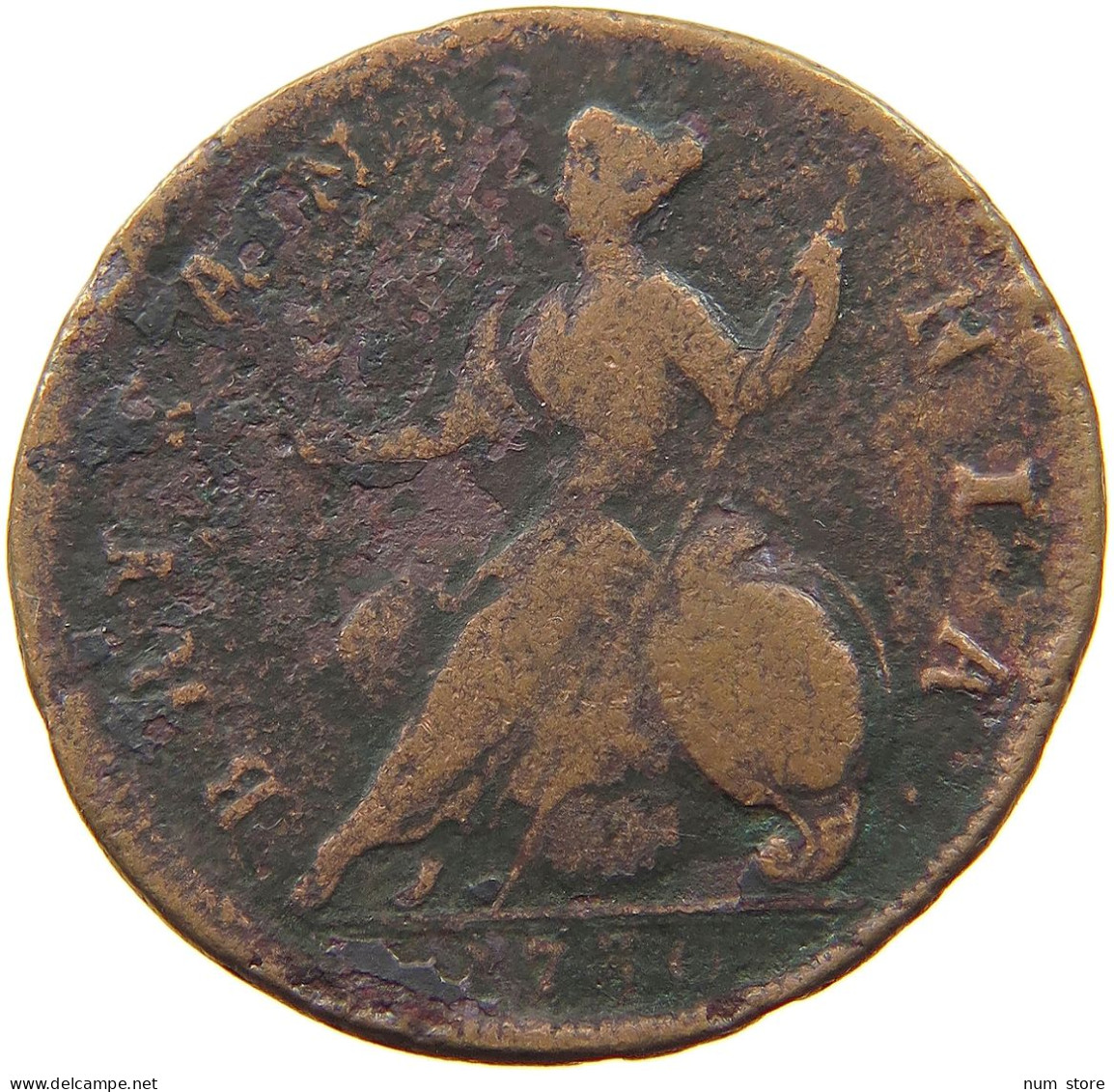 GREAT BRITAIN HALFPENNY 1730 George II. 1727-1760. #a009 0035 - B. 1/2 Penny