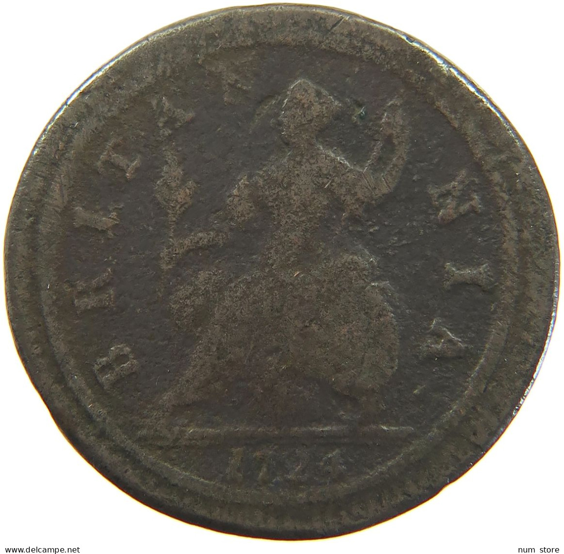 GREAT BRITAIN HALFPENNY 1724 George I. (1714-1727) #t155 0201 - B. 1/2 Penny
