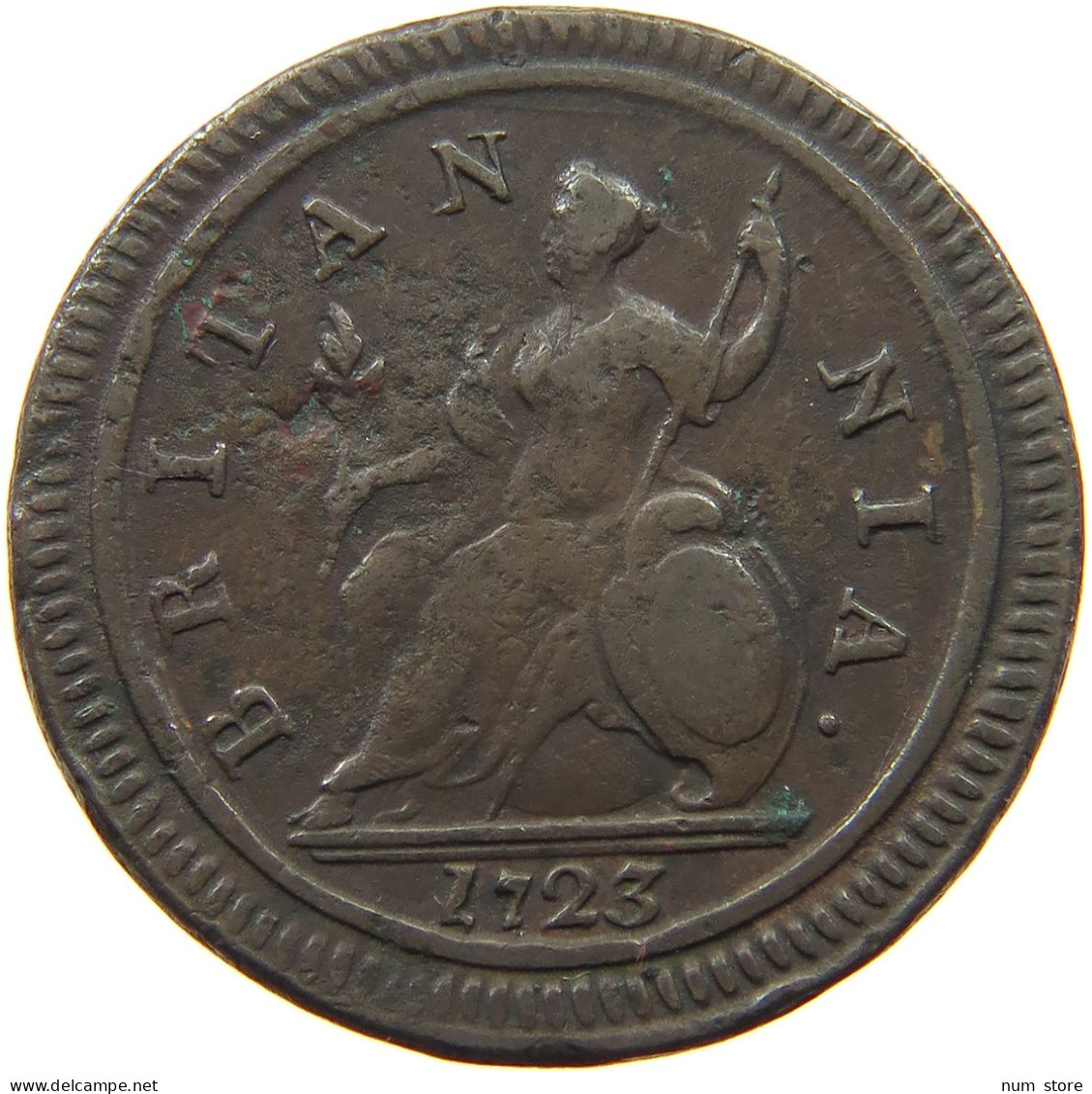 GREAT BRITAIN HALFPENNY 1723 George I. (1714-1727) #t149 0095 - B. 1/2 Penny