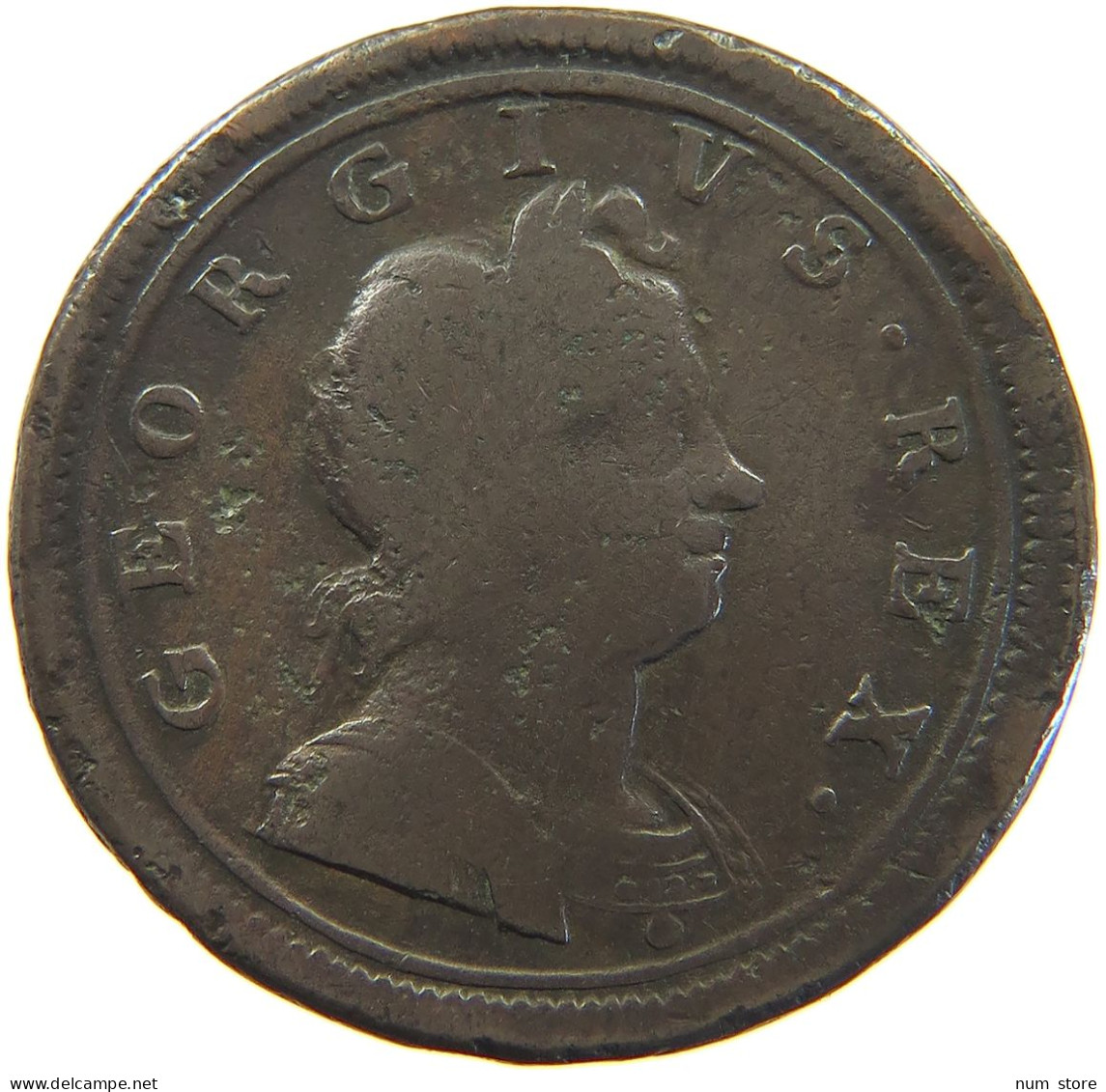 GREAT BRITAIN HALFPENNY 1719 George I. (1714-1727) #t155 0199 - B. 1/2 Penny