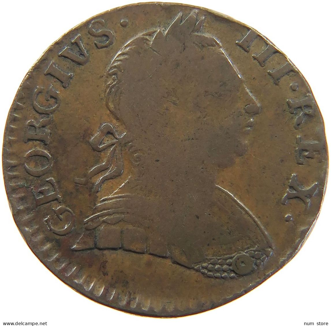 GREAT BRITAIN HALFPENNY 1/2 PENNY 1773 Georg III. 1760-1820 WEAK STRUCK #t021 0099 - B. 1/2 Penny