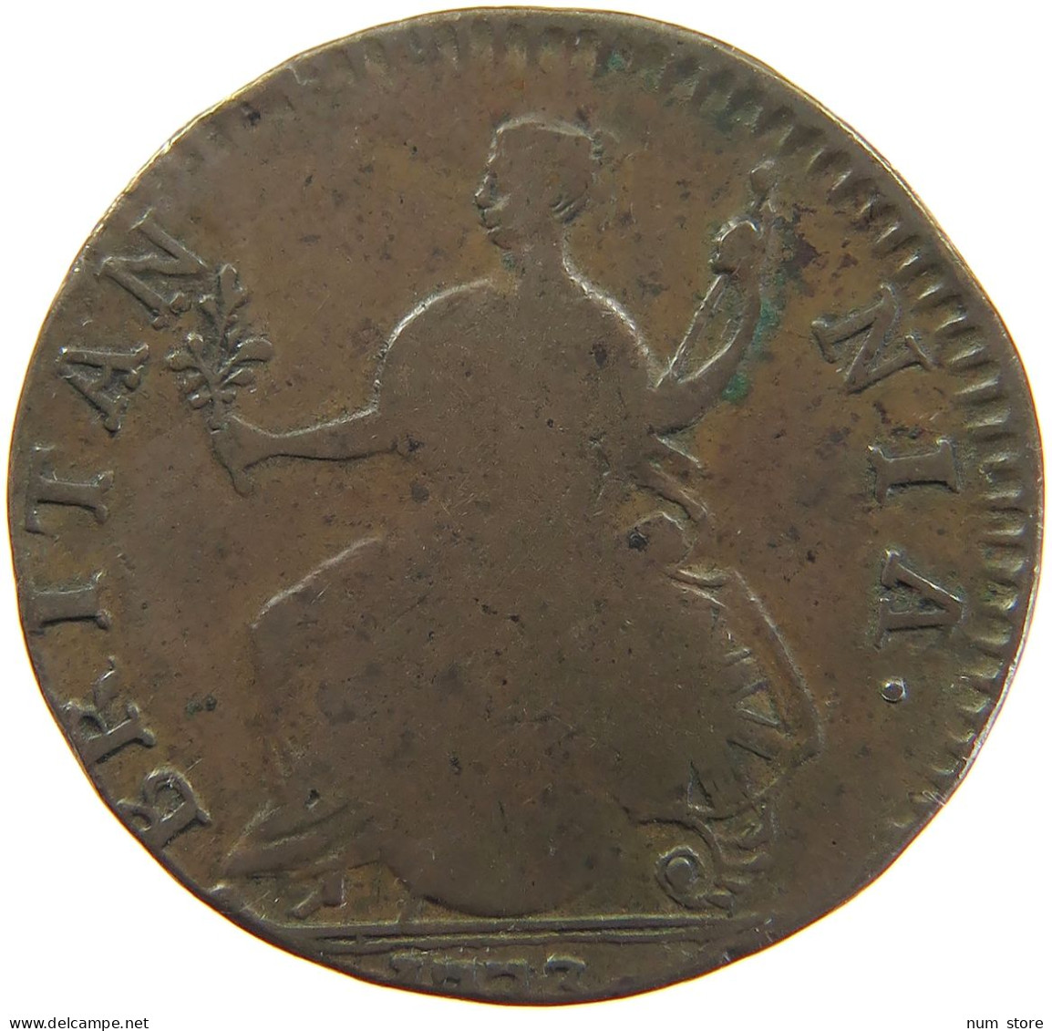 GREAT BRITAIN HALFPENNY 1/2 PENNY 1773 Georg III. 1760-1820 WEAK STRUCK #t021 0099 - B. 1/2 Penny