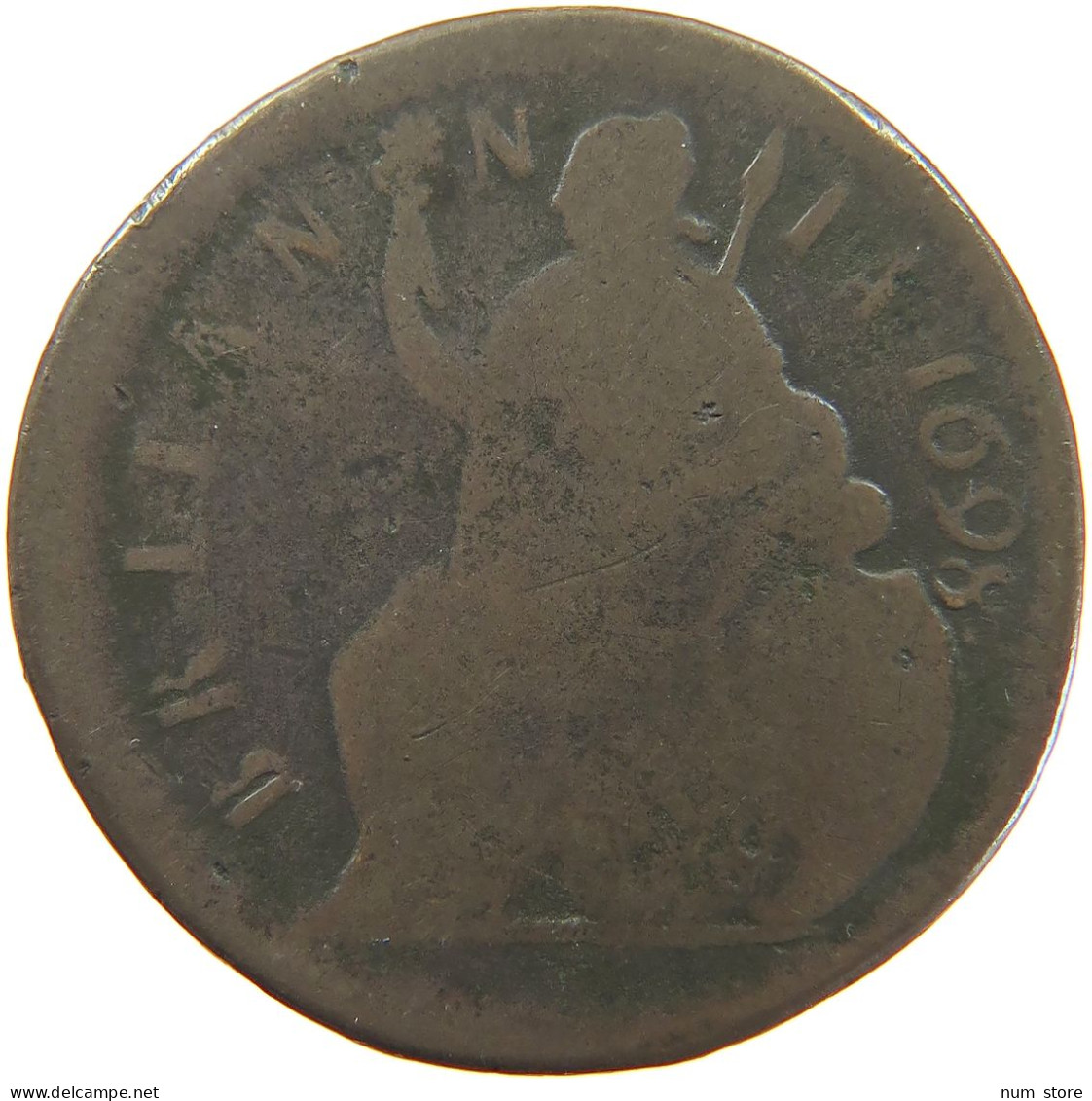 GREAT BRITAIN HALFPENNY 1/2 PENNY 1698; WILLIAM III. (1694-1702) #t021 0097 - B. 1/2 Penny