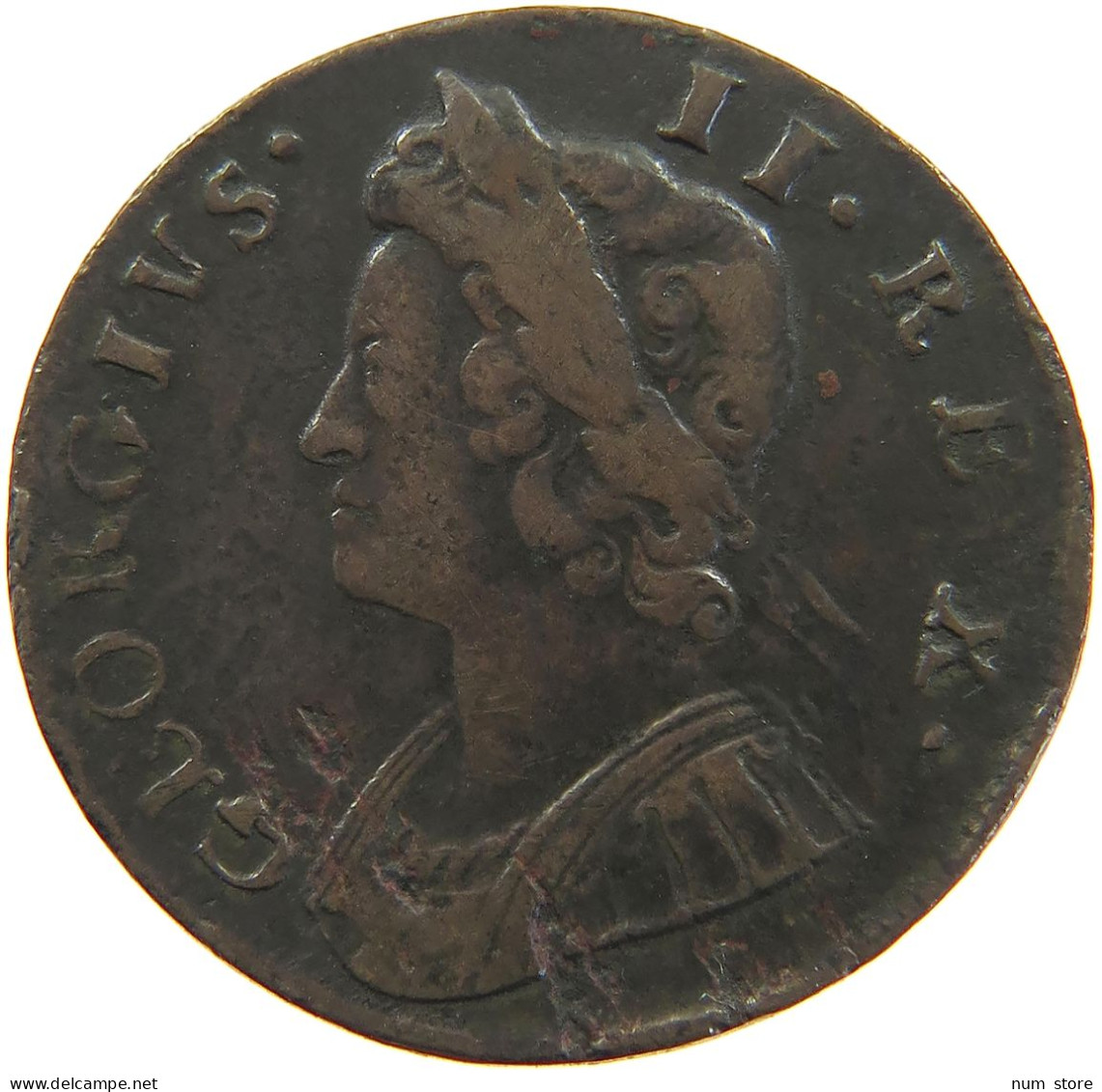 GREAT BRITAIN HALFPENNY 1/2 PENNY 1735 George II. 1727-1760. #t021 0101 - B. 1/2 Penny