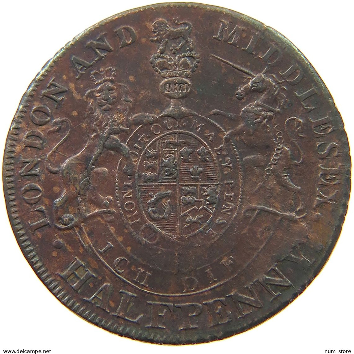 GREAT BRITAIN HALFPENNY  TOKEN PRINCE OF WALES LONDON MIDDLESEX #t100 0039 - Andere & Zonder Classificatie