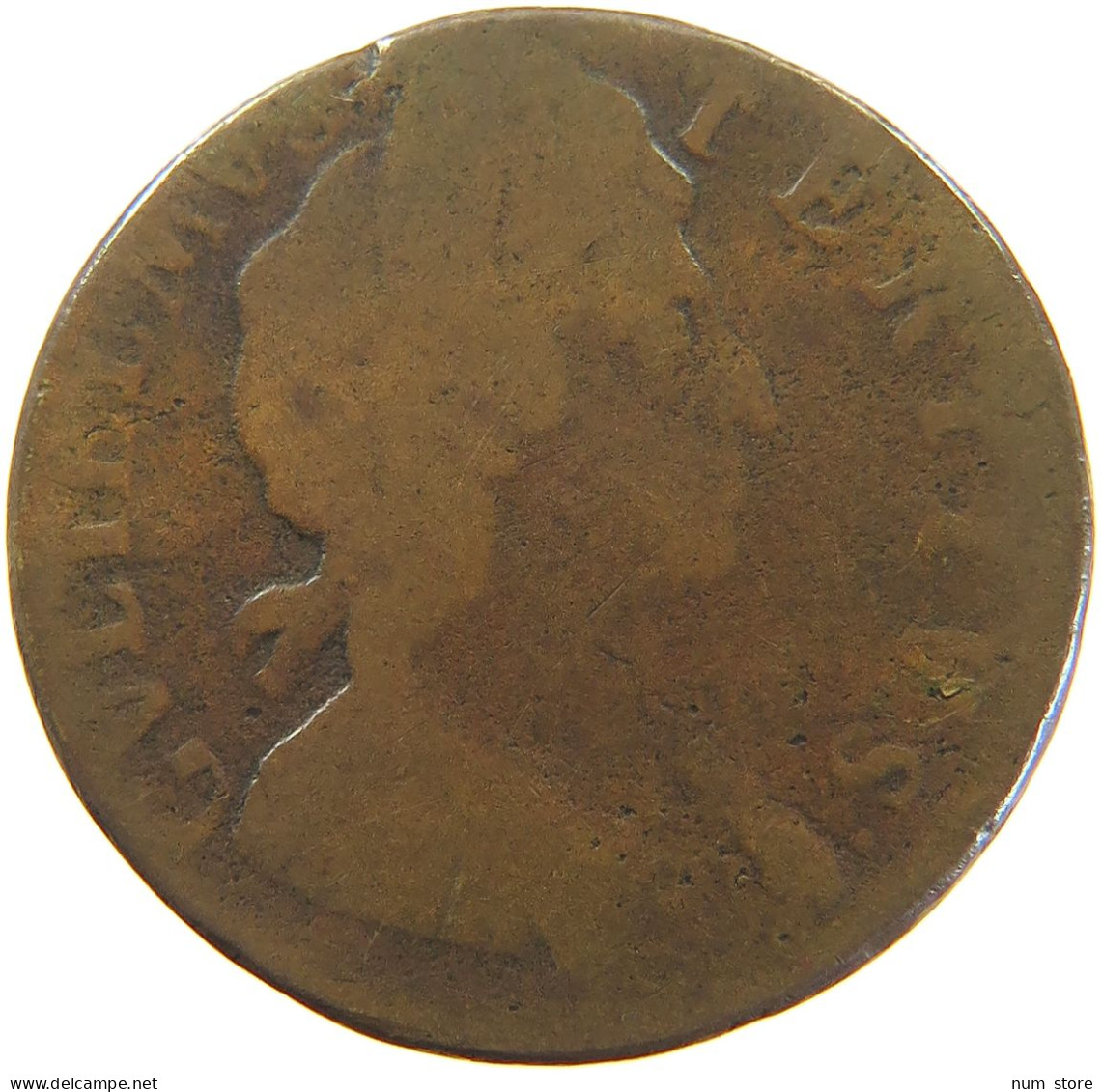 GREAT BRITAIN HALFPENNY 1/2 PENNY 1697 WILLIAM III. (1694-1702) #t021 0095 - B. 1/2 Penny