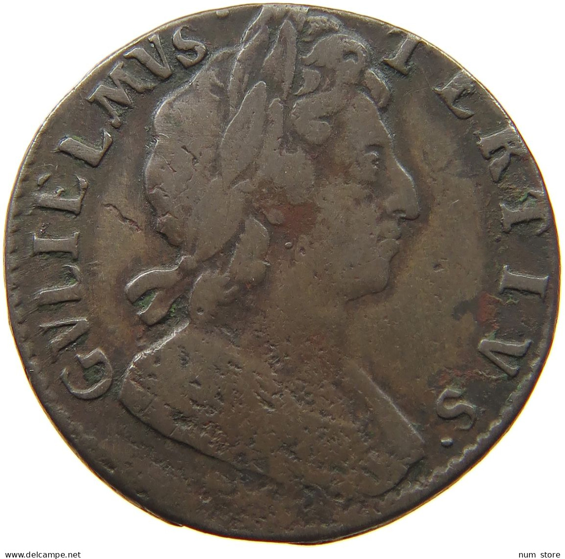 GREAT BRITAIN HALFPENNY  WILLIAM III. (1694-1702) OFF-CENTER #t100 0331 - B. 1/2 Penny