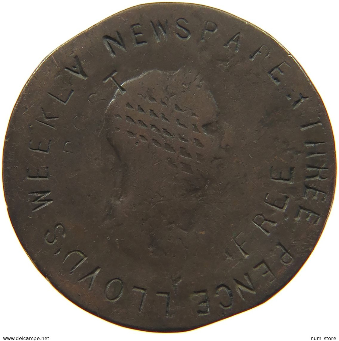 GREAT BRITAIN HALFPENNY  HALFPENNY LLOYD S WEEKLY NEWSPAPER #t155 0169 - C. 1/2 Penny